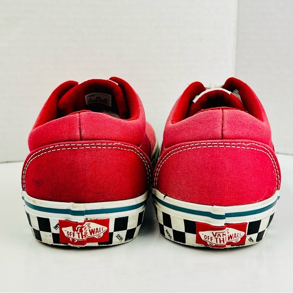 ***SOLD***Vans Old Skool Red Canvas Check Side Wall Lace Up Low Top Unisex Big B - Picture 6 of 15